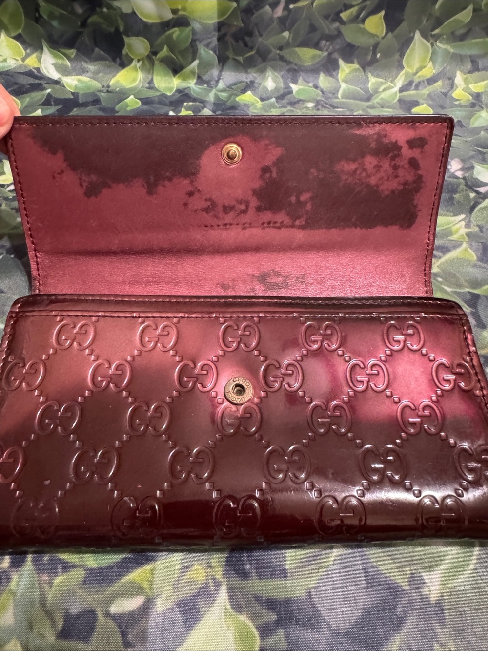 Gucci Guccisma heart shape double G Wallet - Deep Wine - Picture 9 of 13